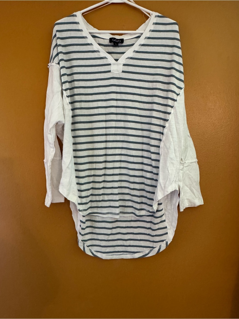 GOGO Striped V-Neck Tunic in White and Blue